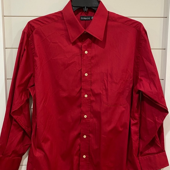 George Other - Red Button Up Dress Shirt Christmas Red
